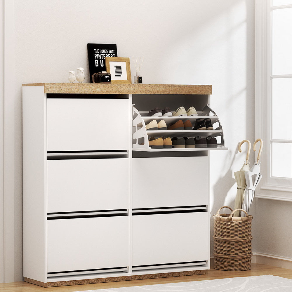 Artiss Shoe Rack Cabinet 3-Tier 45 Pairs White-Furniture > Living Room > Shoe Storage-PEROZ Accessories