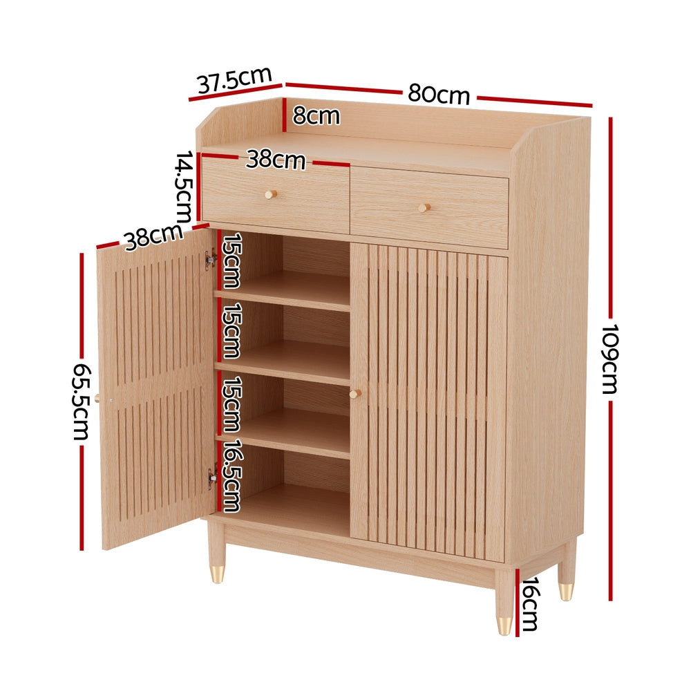 Artiss Shoe Rack Cabinet 4-Tier 16 Pairs Pine-Furniture > Living Room > Shoe Storage-PEROZ Accessories