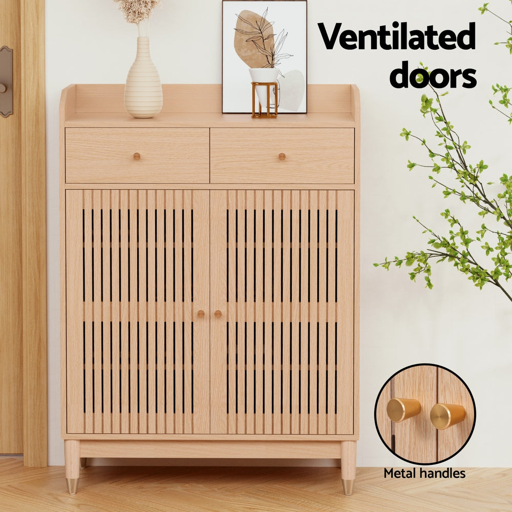 Artiss Shoe Rack Cabinet 4-Tier 16 Pairs Pine-Furniture > Living Room > Shoe Storage-PEROZ Accessories