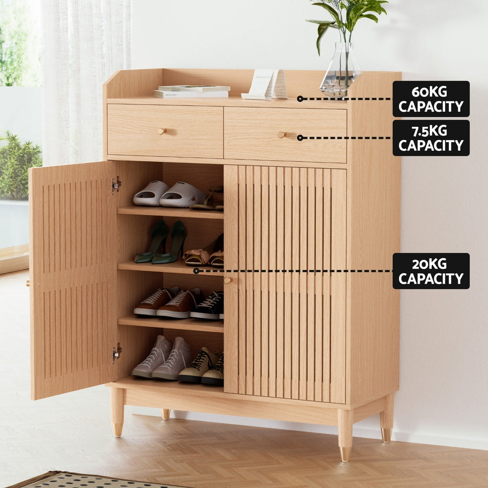 Artiss Shoe Rack Cabinet 4-Tier 16 Pairs Pine-Furniture > Living Room > Shoe Storage-PEROZ Accessories