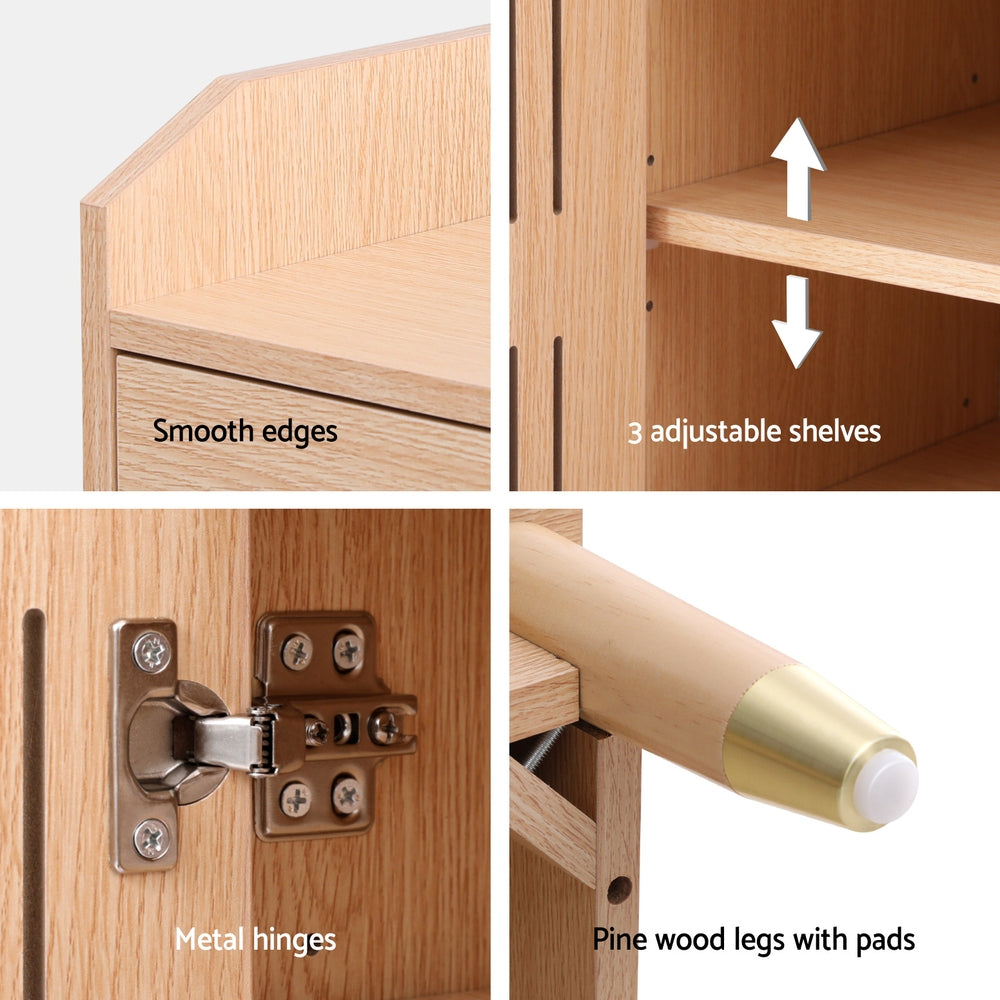 Artiss Shoe Rack Cabinet 4-Tier 16 Pairs Pine-Furniture > Living Room > Shoe Storage-PEROZ Accessories