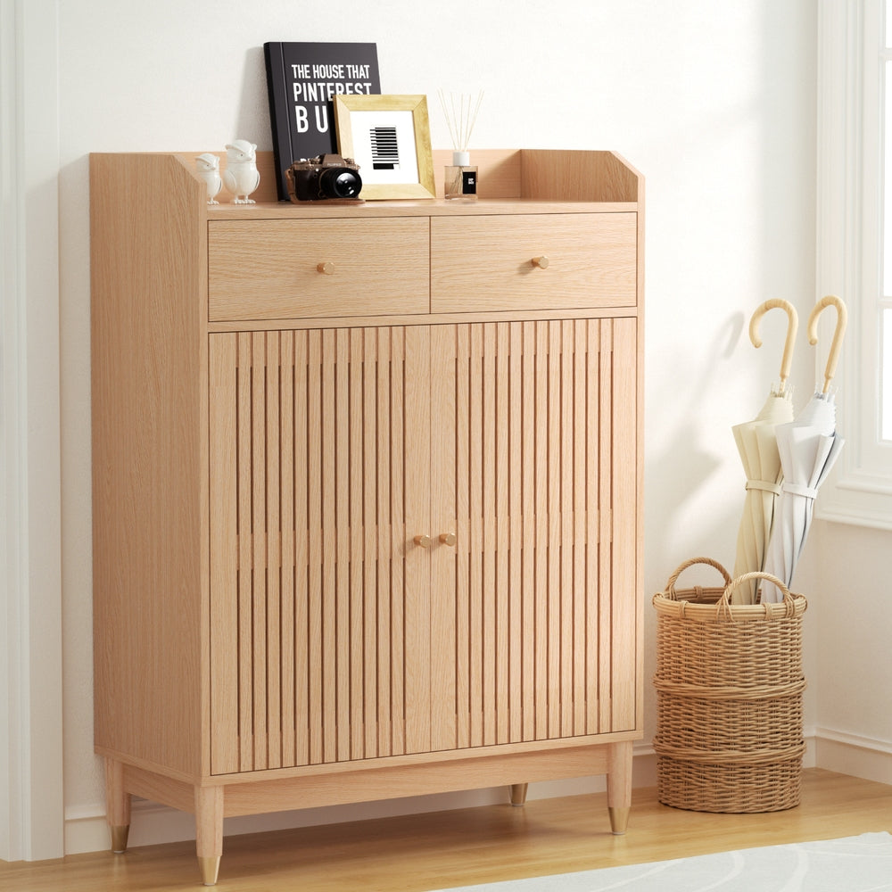 Artiss Shoe Rack Cabinet 4-Tier 16 Pairs Pine-Furniture > Living Room > Shoe Storage-PEROZ Accessories