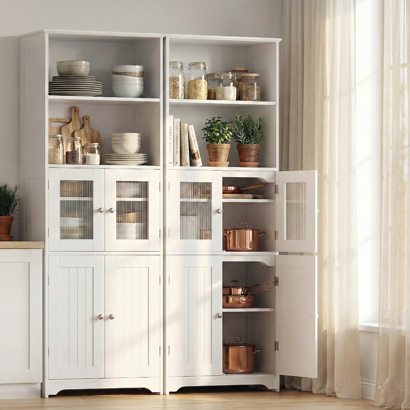 Artiss 2x Buffet Sideboard Cabinet Pantry Kitchen Bathroom Storage Cupboard-Furniture > Dining > Buffets & Sideboards-PEROZ Accessories