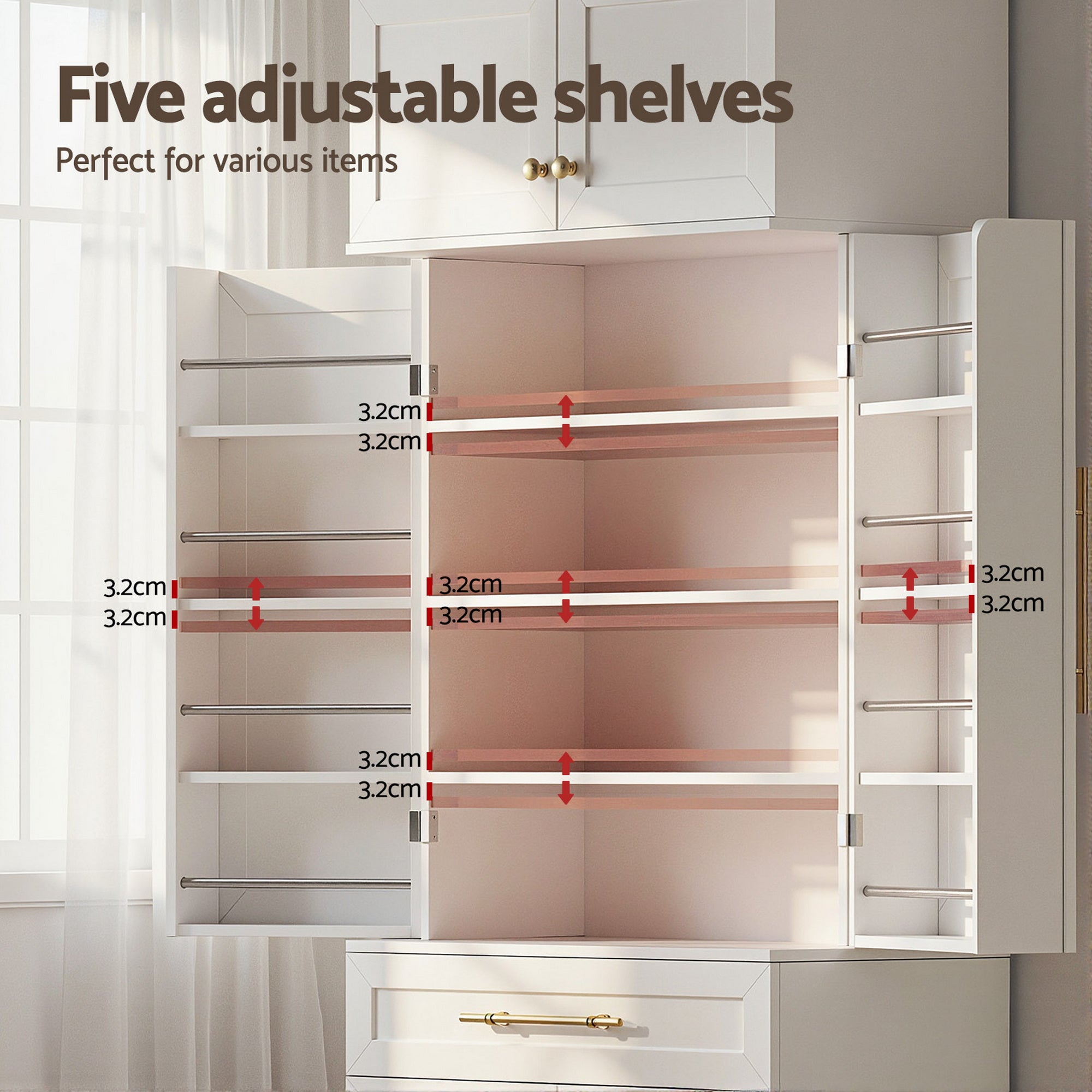 Artiss Buffet Sideboard Cabinet Pantry Kitchen Storage Cupboard Drawers Doors-Furniture > Dining > Buffets & Sideboards-PEROZ Accessories
