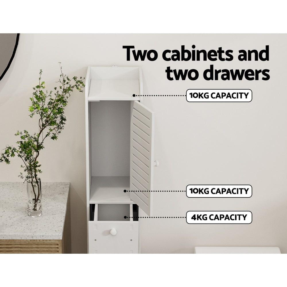 Artiss Bathroom Toilet Storage Cabinet Laundry Tallboy Cupboard Slim Corner-Furniture > Bathroom-PEROZ Accessories
