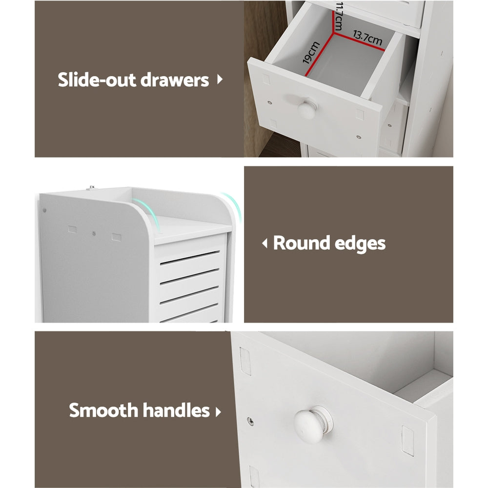 Artiss Bathroom Toilet Storage Cabinet Laundry Tallboy Cupboard Slim Corner-Furniture > Bathroom-PEROZ Accessories