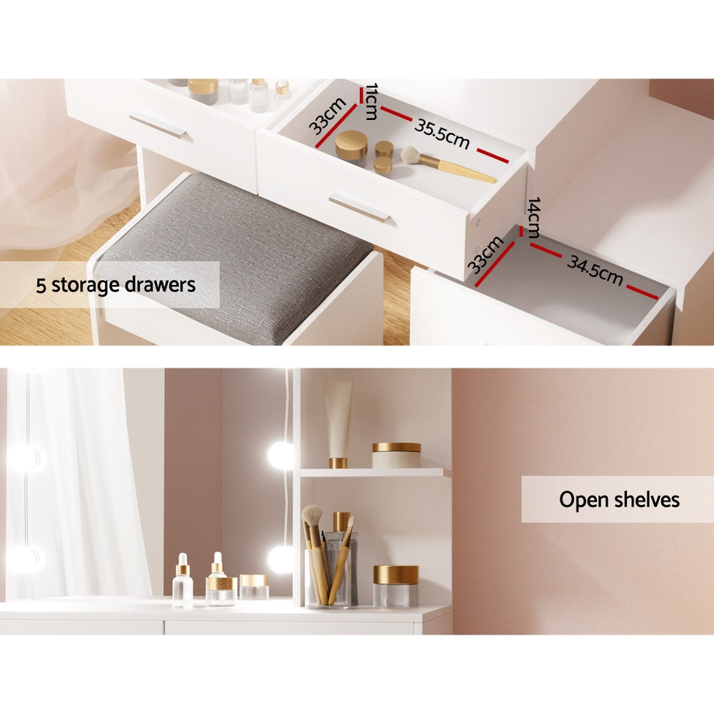 Artiss Dressing Table Set Stool 10 LED Bulbs White Dale-Furniture > Bedroom-PEROZ Accessories
