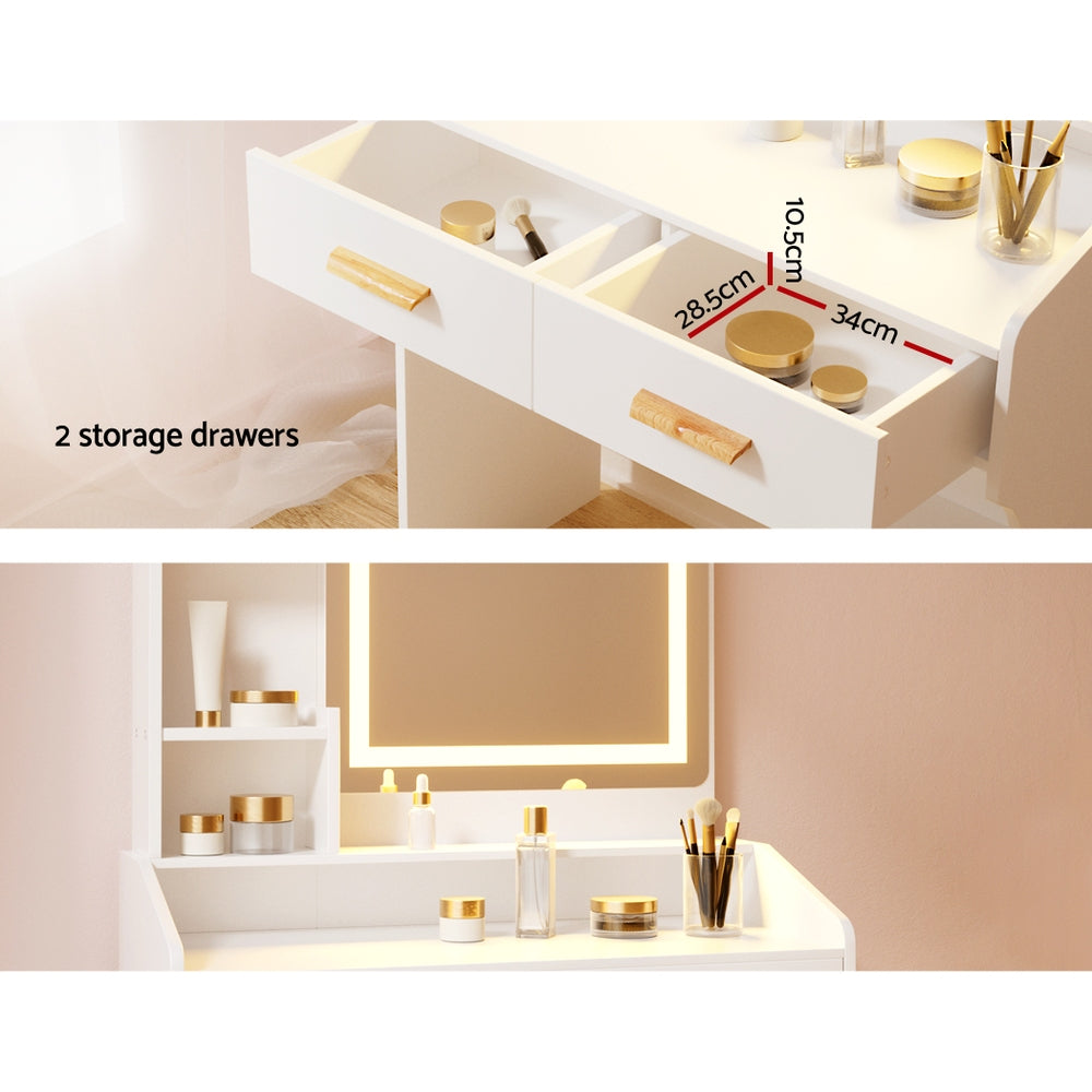 Artiss Dressing Table Set Stool Led White Doria-Furniture > Bedroom-PEROZ Accessories