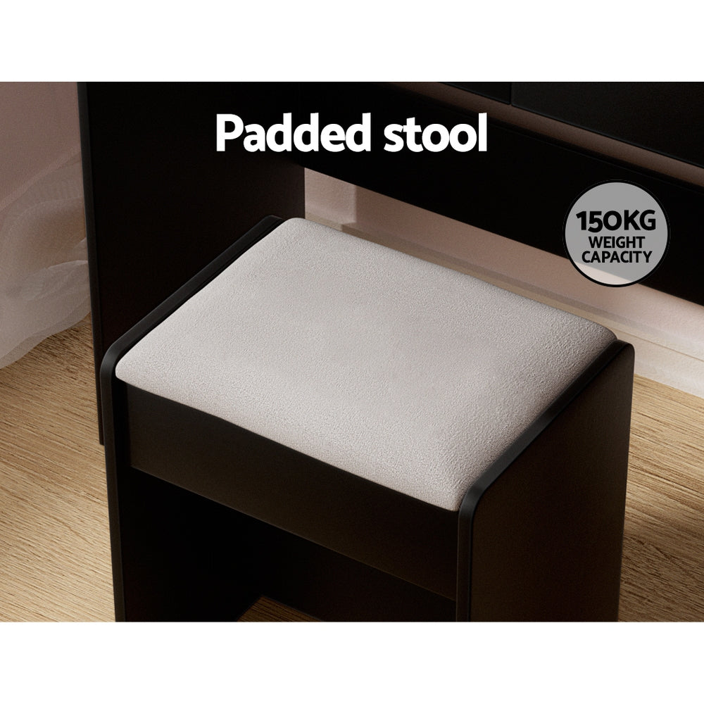 Artiss Dressing Table Set Stool 10 Led Bulbs Black Dulcea-Furniture > Bedroom-PEROZ Accessories