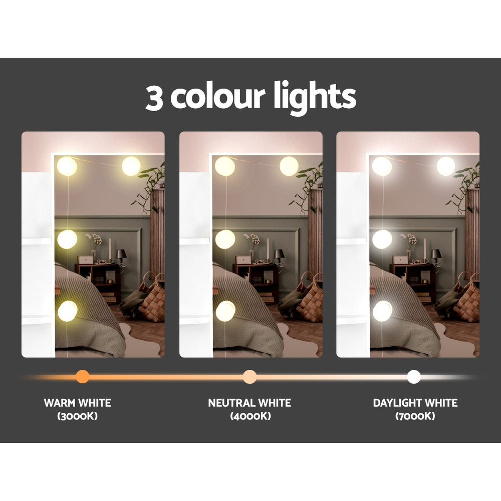 Artiss Dressing Table Set Stool 10 Led Bulbs White Dulcea-Furniture > Bedroom-PEROZ Accessories