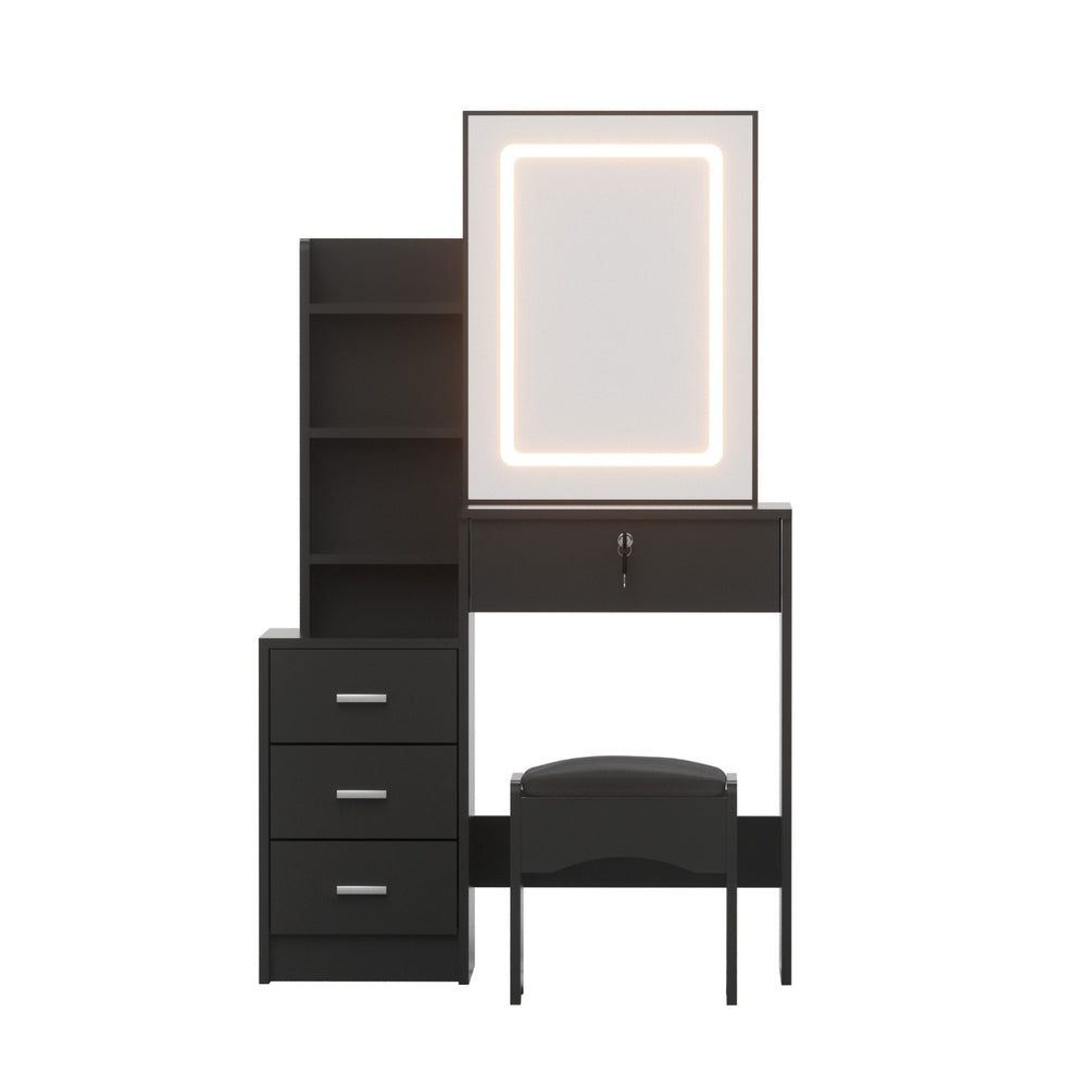 Artiss Dressing Table Vanity Desk Set Stool Led Black-Furniture > Bedroom > Dressing Vanity & Dressing Tables-PEROZ Accessories