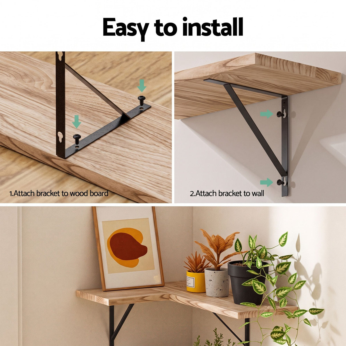 Artiss Floating Wall Shelf Corner Shelves Set of 4 Wood-Home & Garden > DIY > Kitchen & Bathroom DIY-PEROZ Accessories