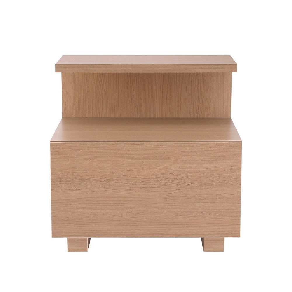 Artiss Bedside Table 1 Drawer - Pine-BedSide Tabless-PEROZ Accessories