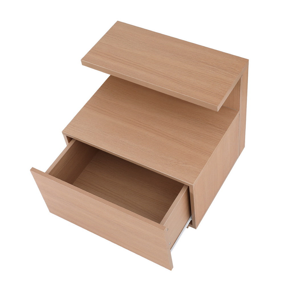 Artiss Bedside Table 1 Drawer - Pine-BedSide Tabless-PEROZ Accessories