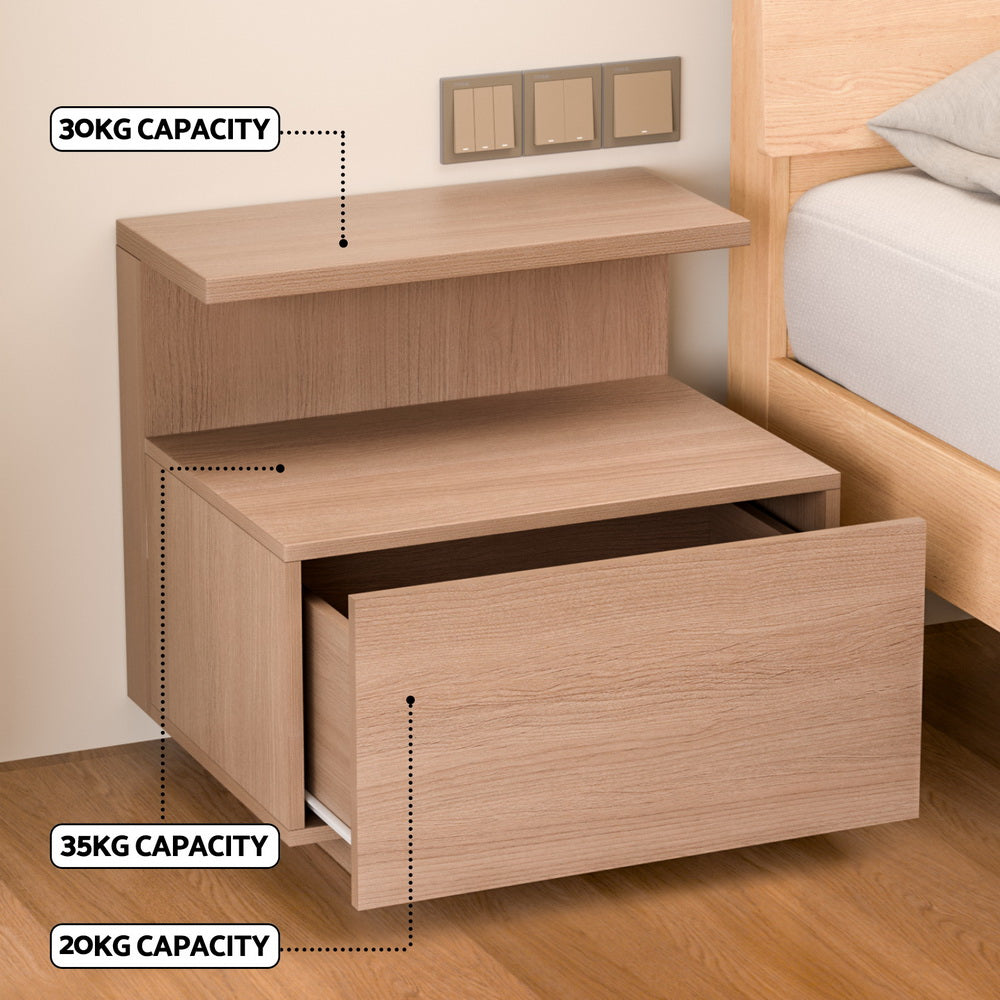 Artiss Bedside Table 1 Drawer - Pine-BedSide Tabless-PEROZ Accessories