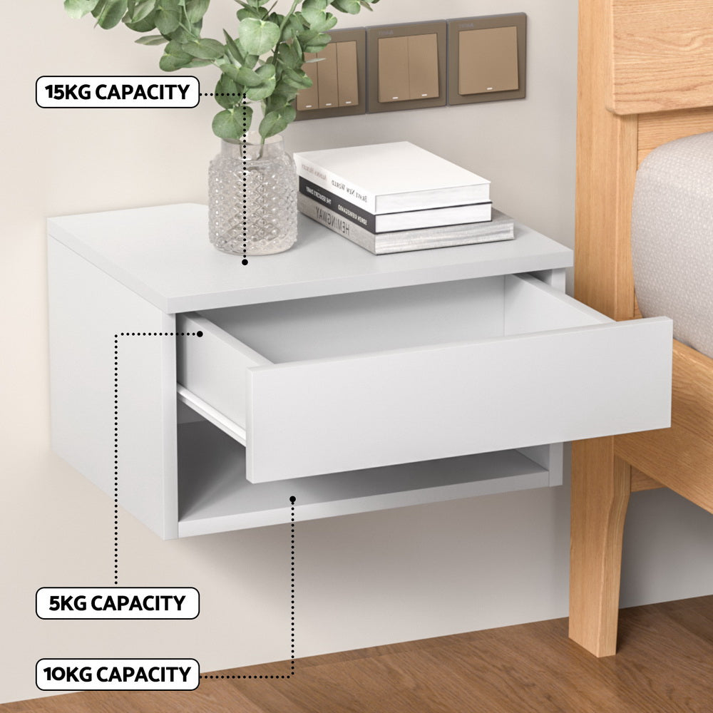 Artiss Floating Bedside Table Nightstand Drawer White-BedSide Tabless-PEROZ Accessories