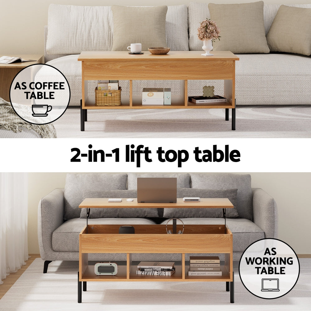 Artiss Coffee Table Lift-top Oak-Furniture > Living Room-PEROZ Accessories