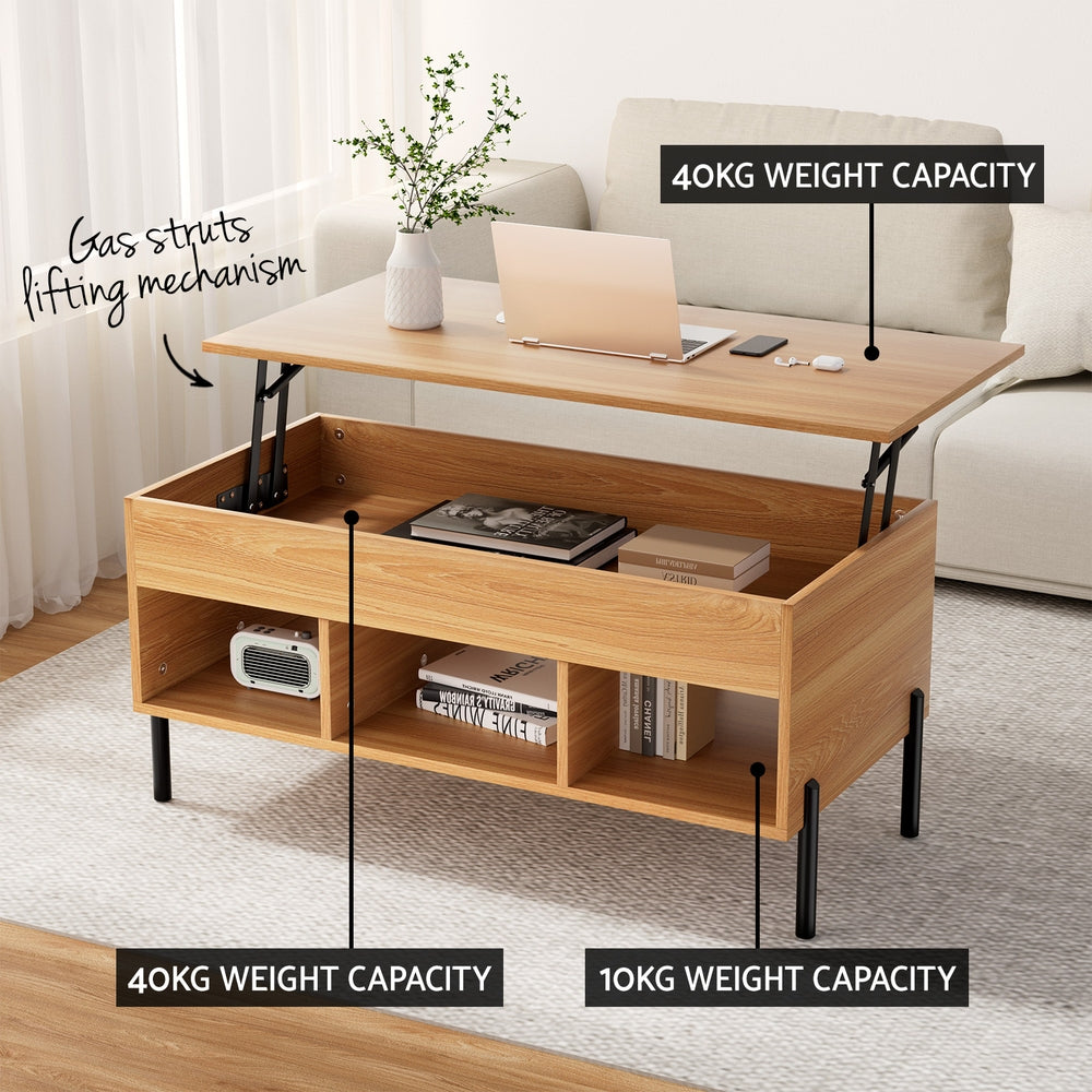 Artiss Coffee Table Lift-top Oak-Furniture > Living Room-PEROZ Accessories