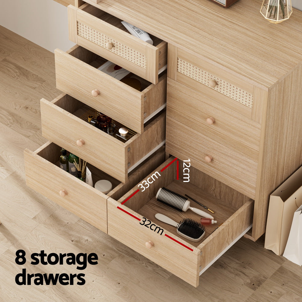 Artiss Dressing Table Set Stool LED Mirror Pine-Furniture > Bedroom > Dressing Vanity & Dressing Tables-PEROZ Accessories