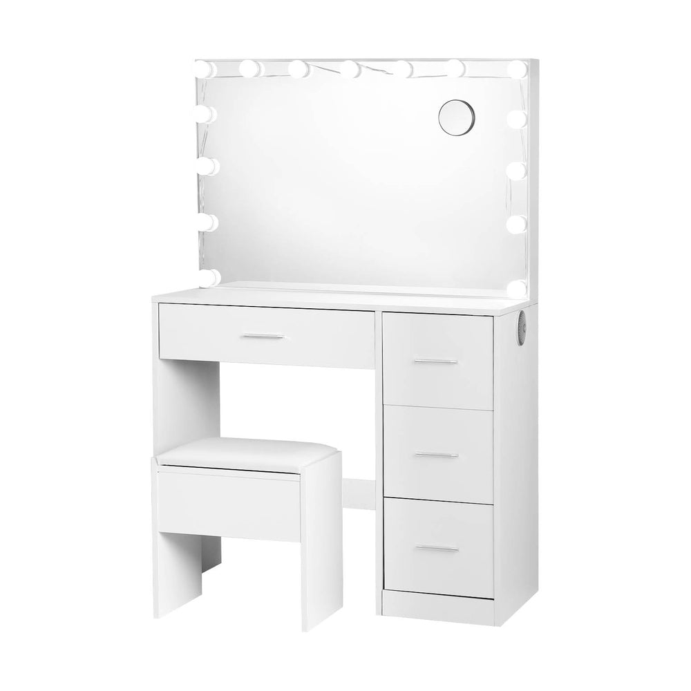 Artiss Dressing Table Set Stool 15 Led Bulbs White Darcy-Furniture > Bedroom-PEROZ Accessories