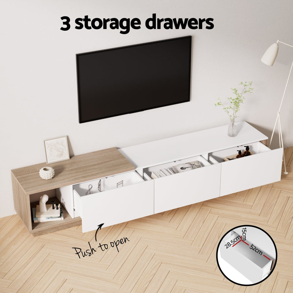 Artiss TV Cabinet Entertainment Unit Stand Extendable White Oak-Furniture > Living Room > TV Units-PEROZ Accessories