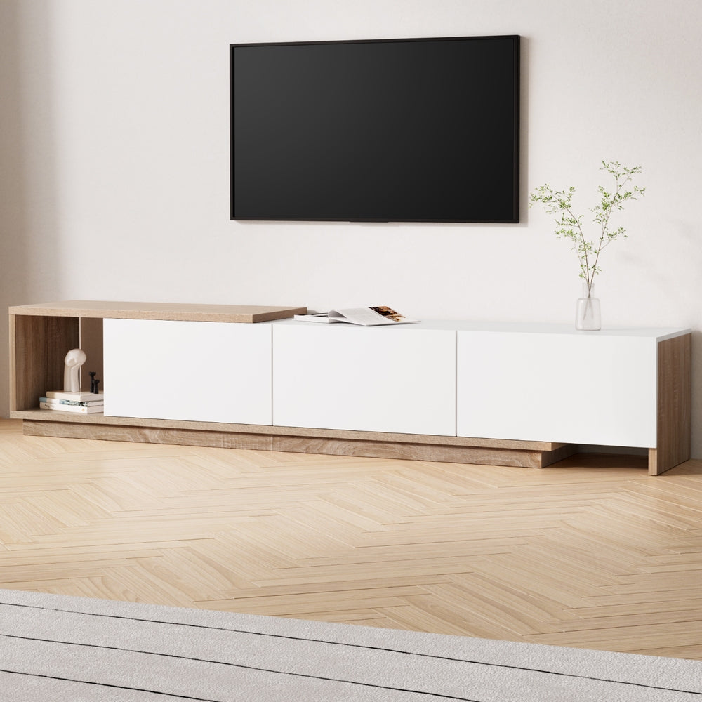 Artiss TV Cabinet Entertainment Unit Stand Extendable White Oak-Furniture > Living Room > TV Units-PEROZ Accessories