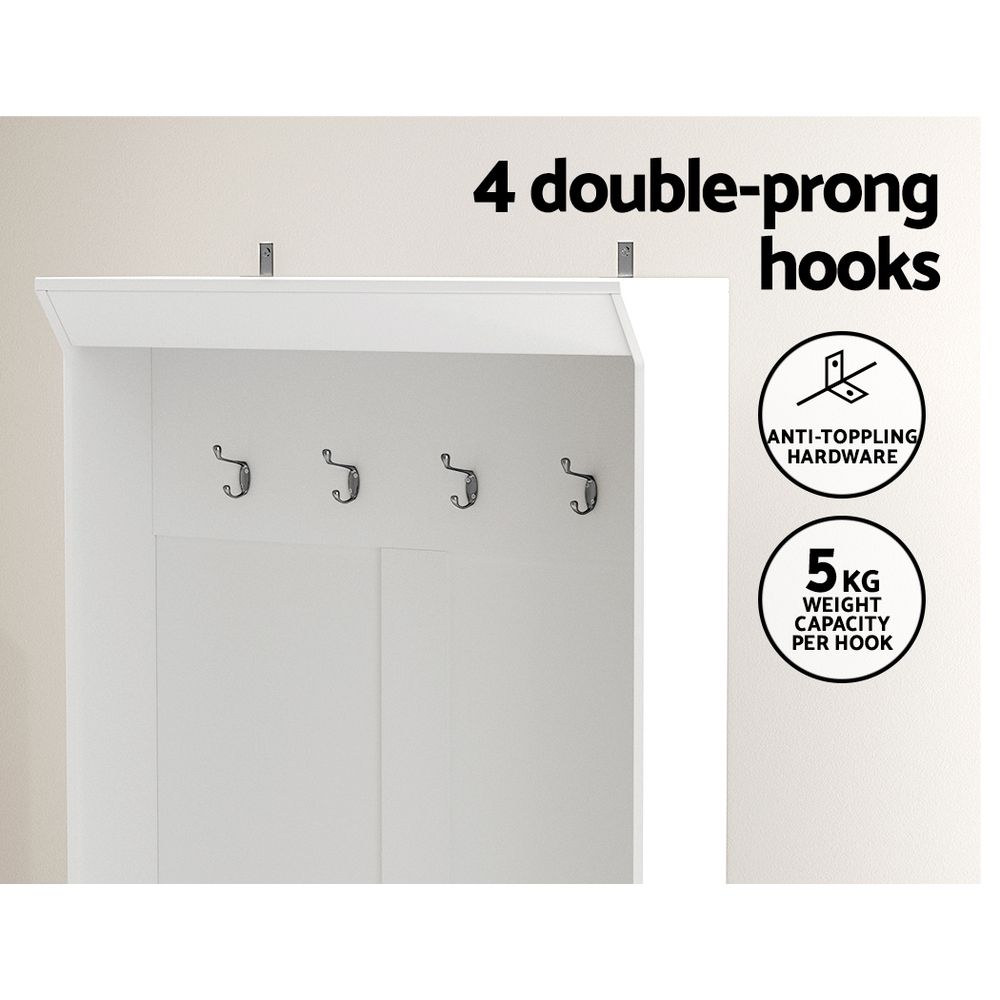 Artiss Shoe Rack Cabinet Hall Tree Coat Rack 180CM White-Coat Racks-PEROZ Accessories