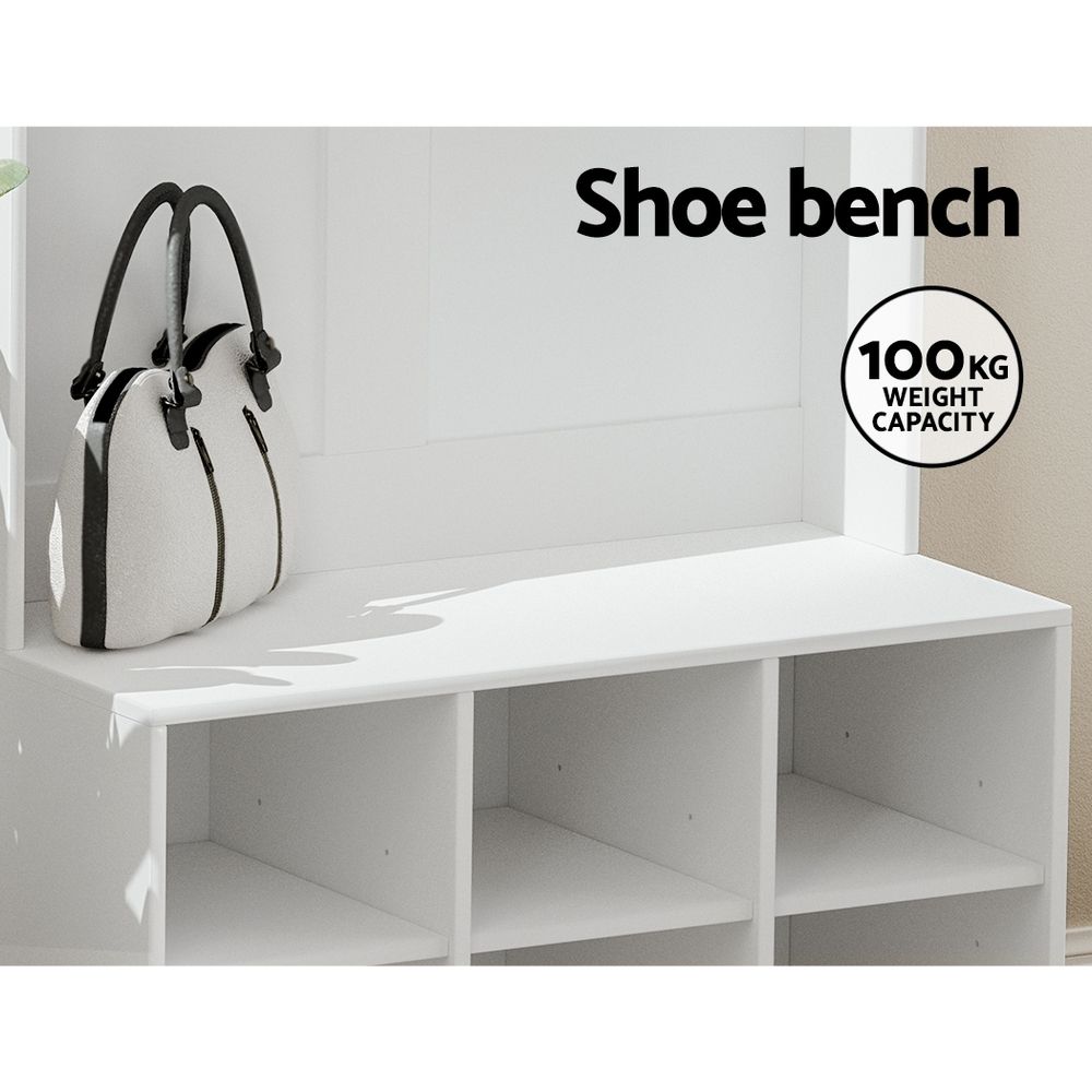 Artiss Shoe Rack Cabinet Hall Tree Coat Rack 180CM White-Coat Racks-PEROZ Accessories