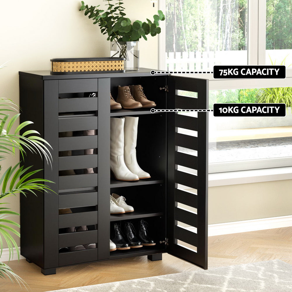 Artiss Shoe Rack Storage Cabinet 20 Pairs 5-tier Black Alster-Furniture > Living Room > Shoe Storage-PEROZ Accessories