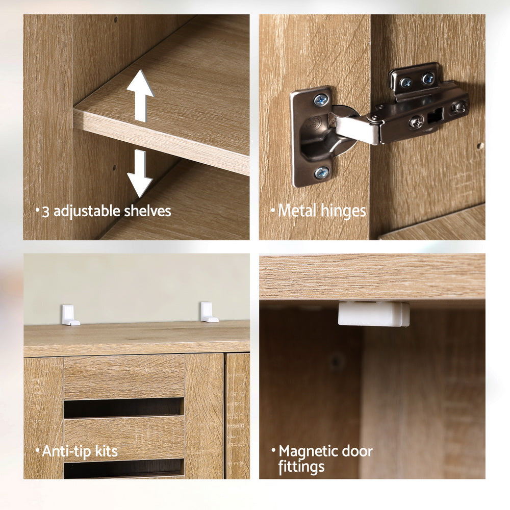 Artiss Shoe Rack Cabinet 20 Pairs 5-tier Wood Alster-Home & Garden > Storage-PEROZ Accessories
