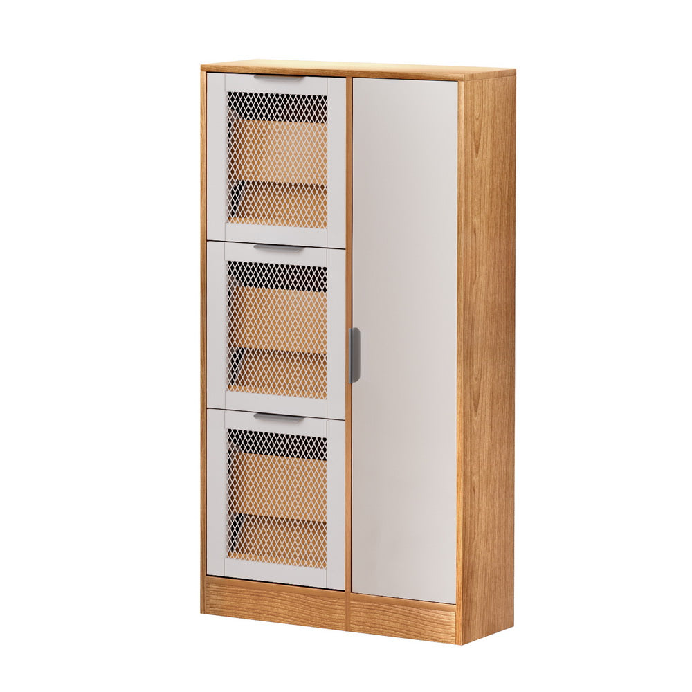 Artiss Shoe Rack Cabinet Mirror White-Furniture > Bedroom-PEROZ Accessories