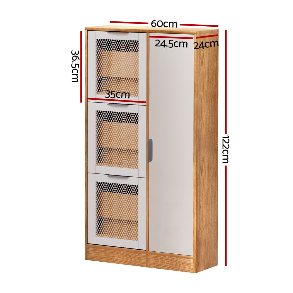 Artiss Shoe Rack Cabinet Mirror White-Furniture > Bedroom-PEROZ Accessories