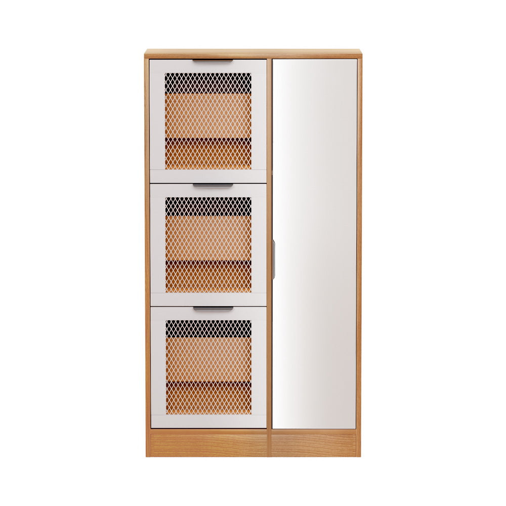 Artiss Shoe Rack Cabinet Mirror White-Furniture > Bedroom-PEROZ Accessories