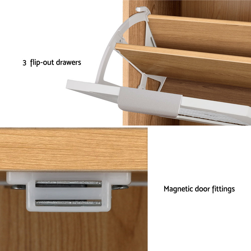 Artiss Shoe Rack Cabinet Mirror White-Furniture > Bedroom-PEROZ Accessories