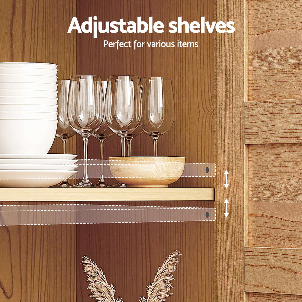 Artiss Buffet Sideboard Storage Cabinet Kitchen Cupboard Faux Drawer 150CM Pine-Furniture > Dining > Buffets & Sideboards-PEROZ Accessories