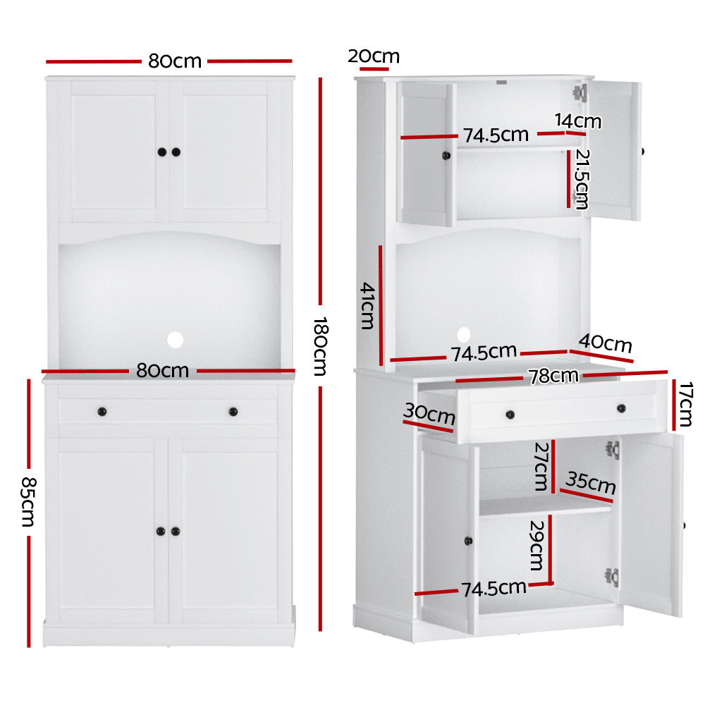 Artiss Buffet Sideboard Cabinet Cupboard Pantry Storage Shelves Hutch White-Furniture > Living Room-PEROZ Accessories