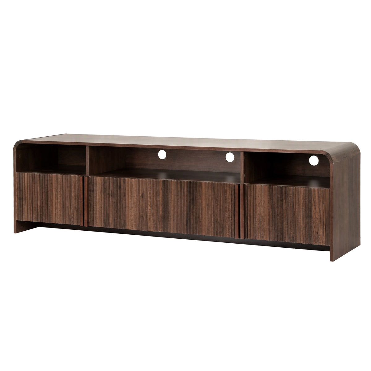 Artiss 180cm TV Unit Storage Cabinet Shelf Fluted Front Rounded Edge Anti-tip Kit Walnut-Furniture > Living Room > TV Units-PEROZ Accessories