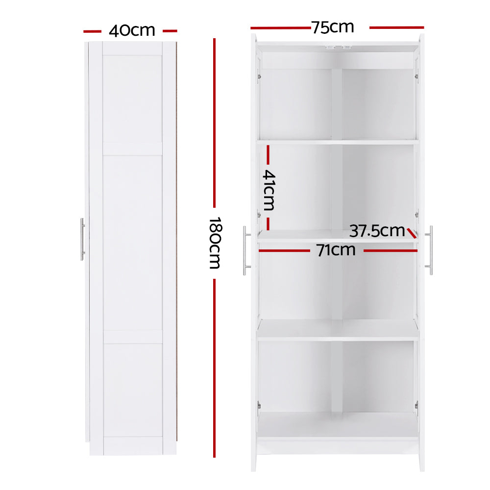 Artiss 2 Door Buffet Sideboard Cupboard Cabinet Pantry White-Furniture > Bedroom-PEROZ Accessories