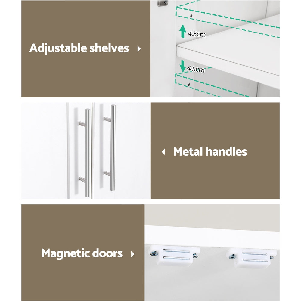 Artiss 2 Door Buffet Sideboard Cupboard Cabinet Pantry White-Furniture > Bedroom-PEROZ Accessories
