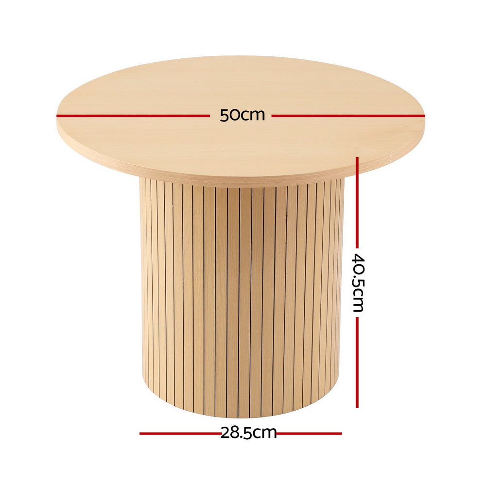 Artiss Coffee Table Round Fluted-Furniture > Living Room > Coffee Tables-PEROZ Accessories