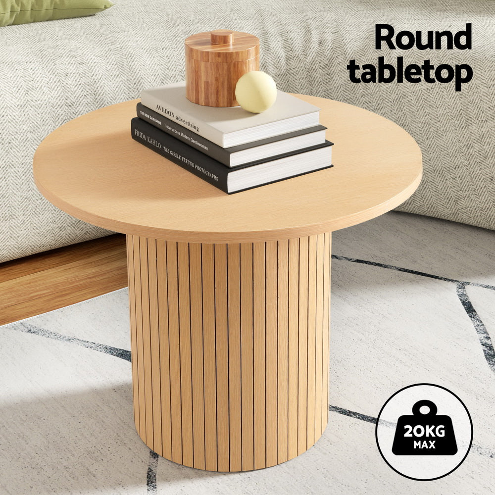 Artiss Coffee Table Round Fluted-Furniture > Living Room > Coffee Tables-PEROZ Accessories