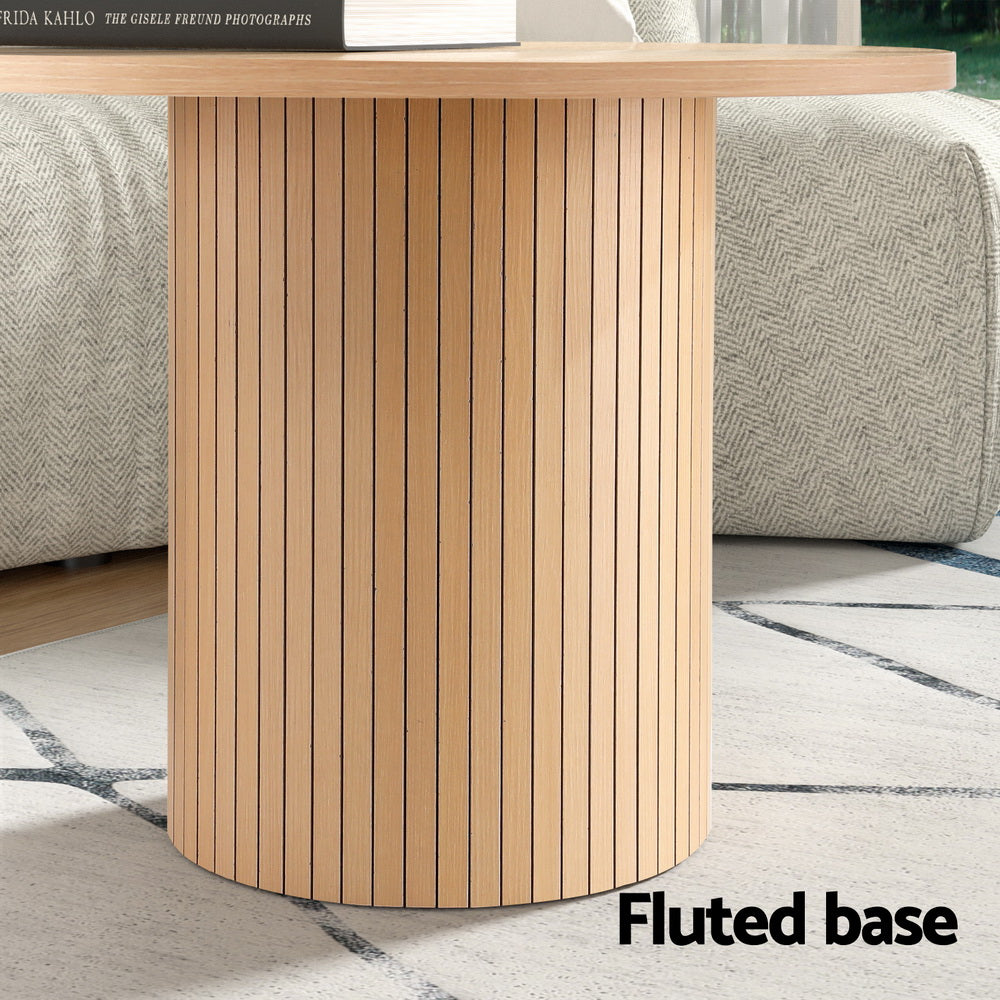 Artiss Coffee Table Round Fluted-Furniture > Living Room > Coffee Tables-PEROZ Accessories