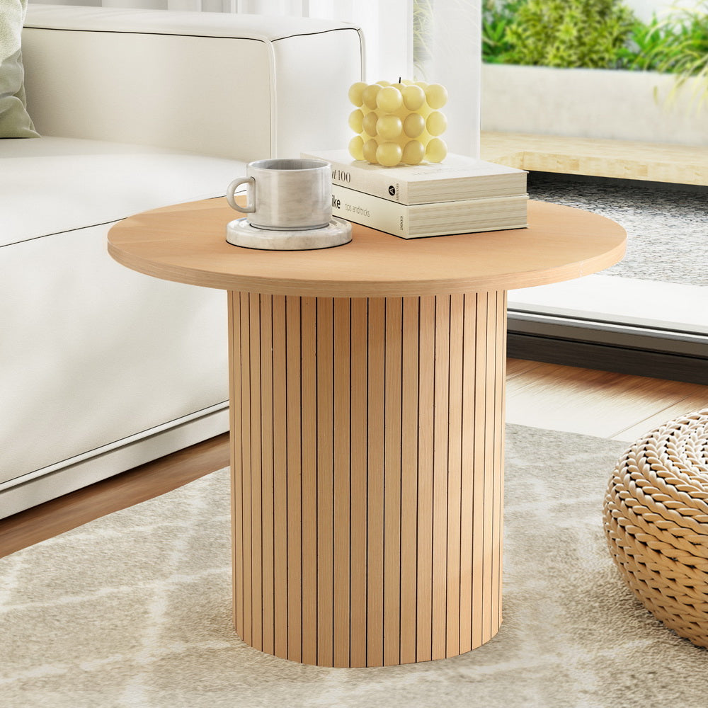 Artiss Coffee Table Round Fluted-Furniture > Living Room > Coffee Tables-PEROZ Accessories