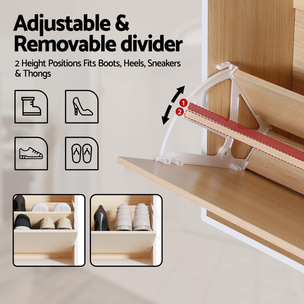 Artiss Shoe Rack Cabinet 24 Pairs Adjustable Shelf Pine-Furniture > Living Room > Shoe Storage-PEROZ Accessories