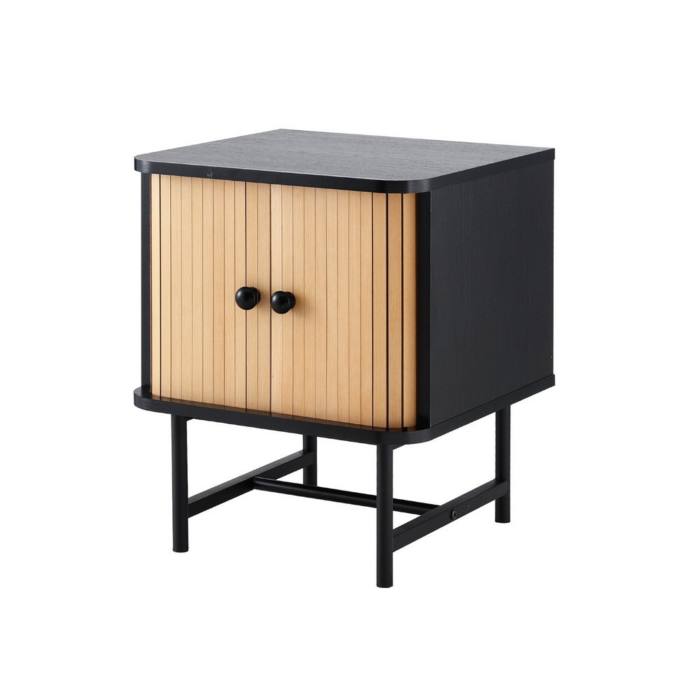 Artiss Bedside Table with Sliding Doors BORIS-Furniture > Bedroom > Bedside Tables-PEROZ Accessories