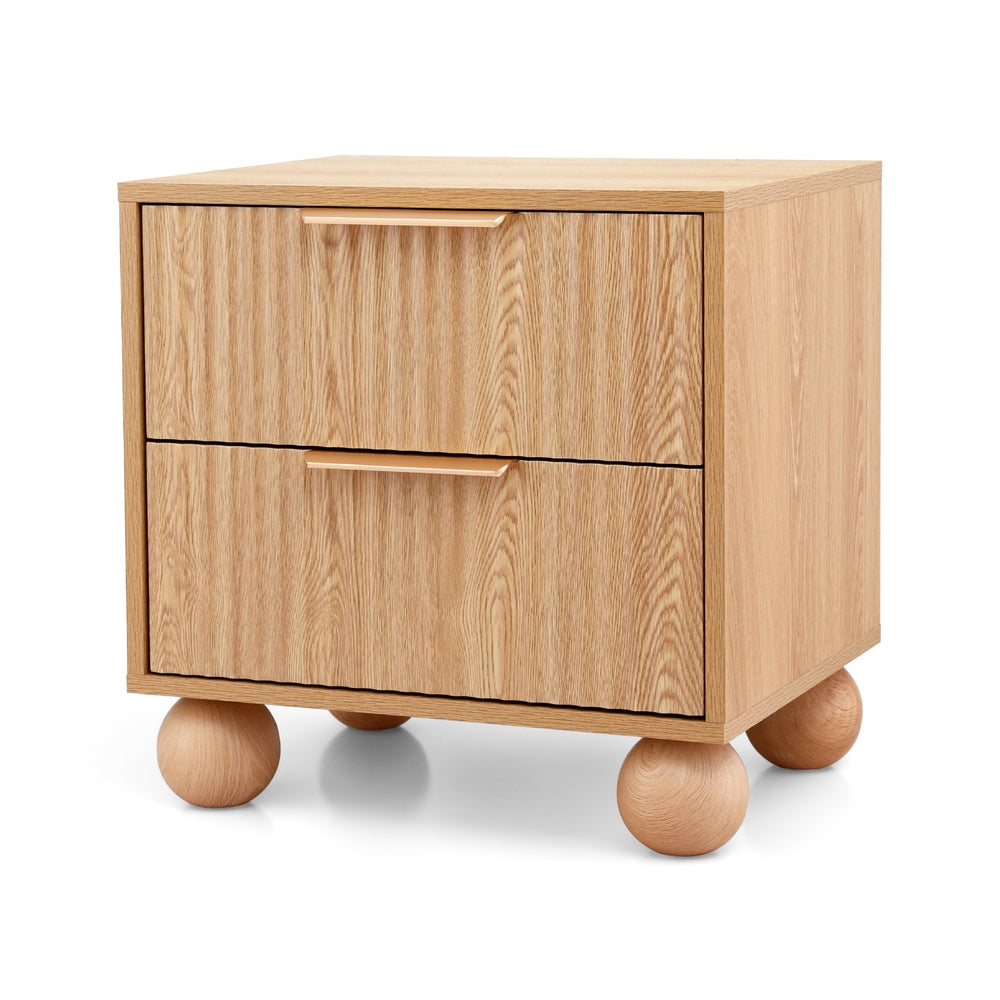 Artiss Rattan Bedside Table 2 Drawers Pine-Furniture > Bedroom > Bedside Tables-PEROZ Accessories
