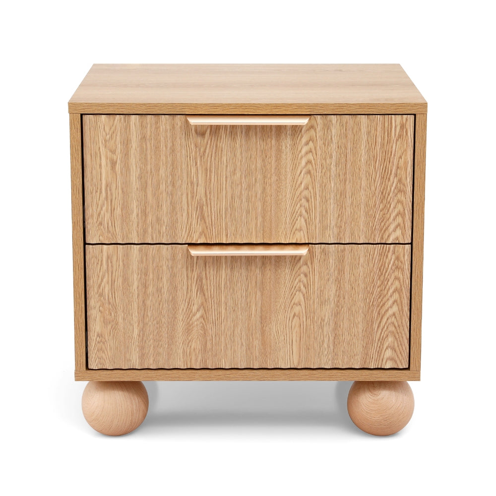 Artiss Rattan Bedside Table 2 Drawers Pine-Furniture > Bedroom > Bedside Tables-PEROZ Accessories