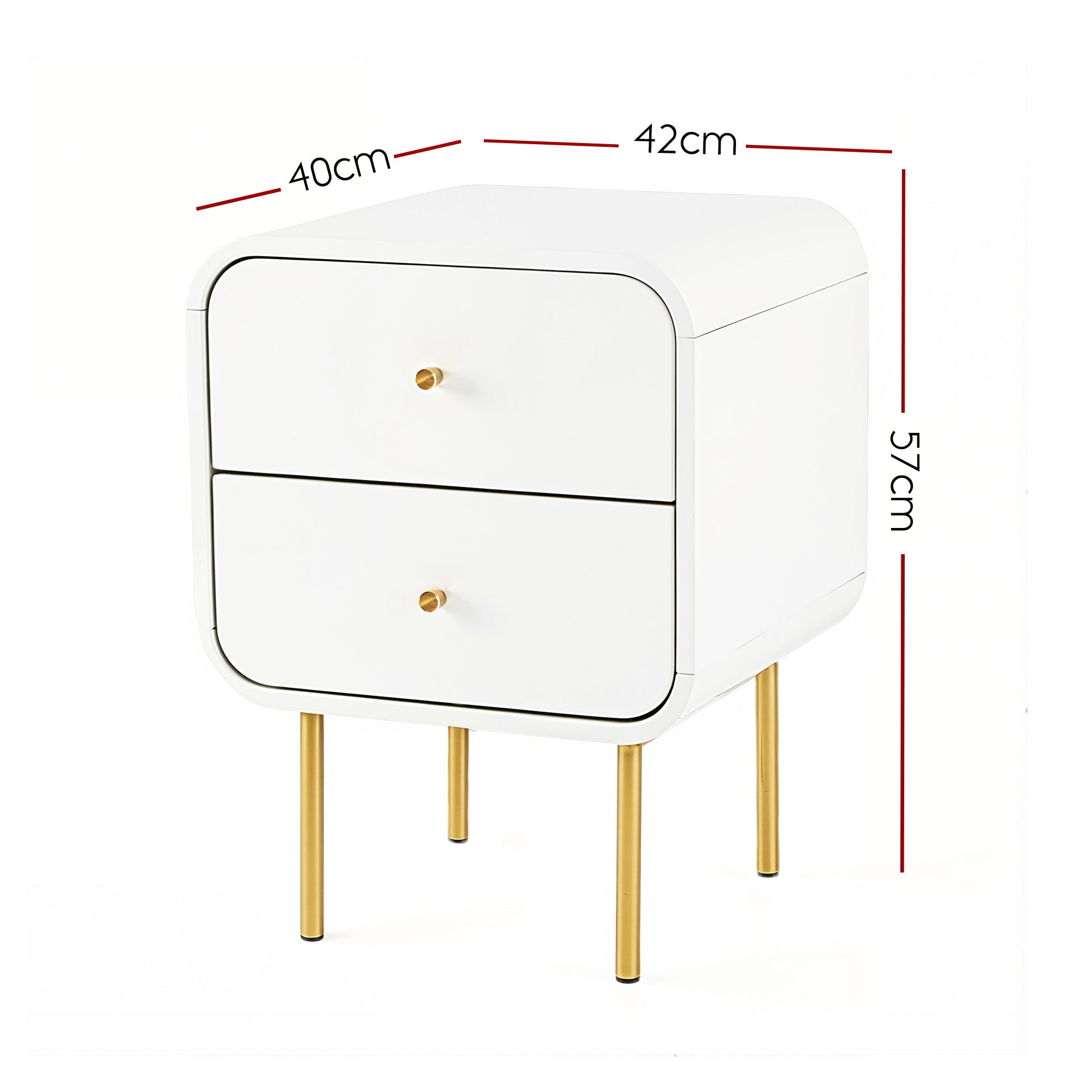 Artiss Bedside Table 2 Drawers Side End Table Nightstand White-Furniture > Bedroom > Bedside Tables-PEROZ Accessories