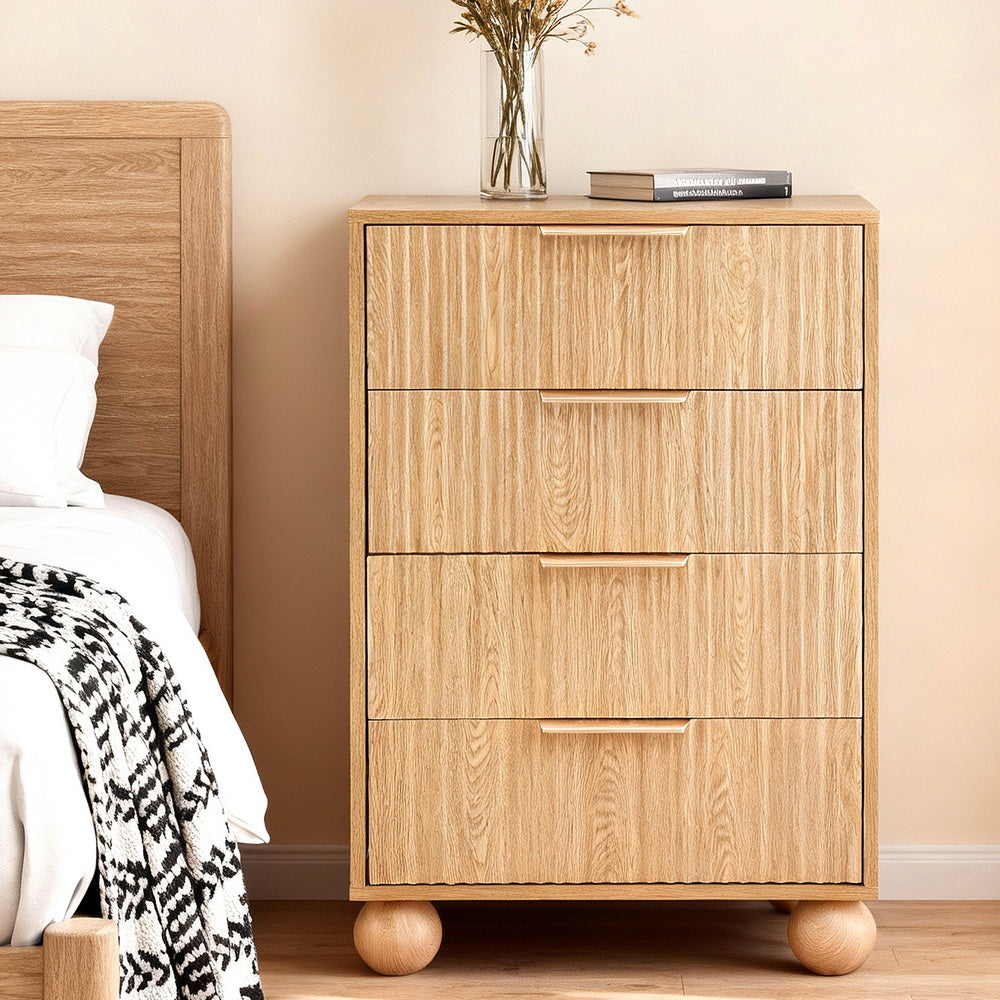 Artiss 4 Chest of Drawers Dresser Tallboy Pine-Furniture > Bedroom > Dressers-PEROZ Accessories
