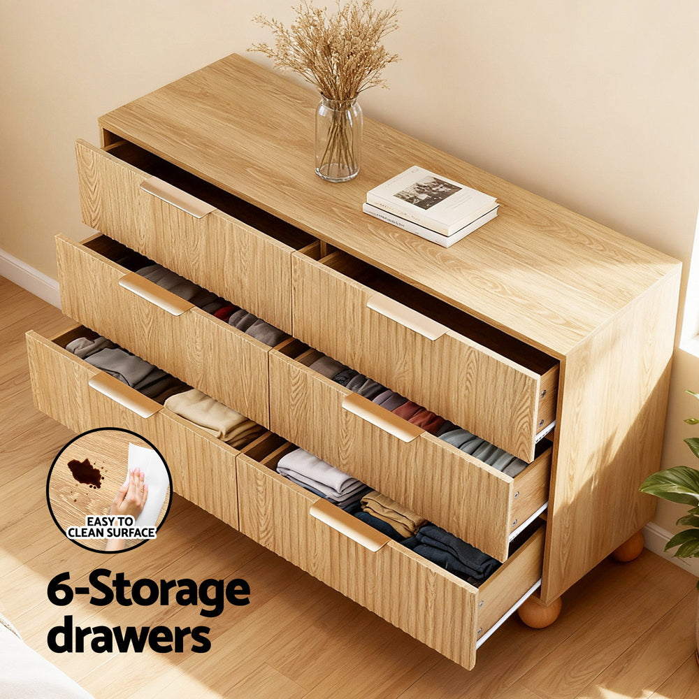 Artiss 6 Chest of Drawers Dresser Tallboy Pine-Furniture > Bedroom > Dressers-PEROZ Accessories